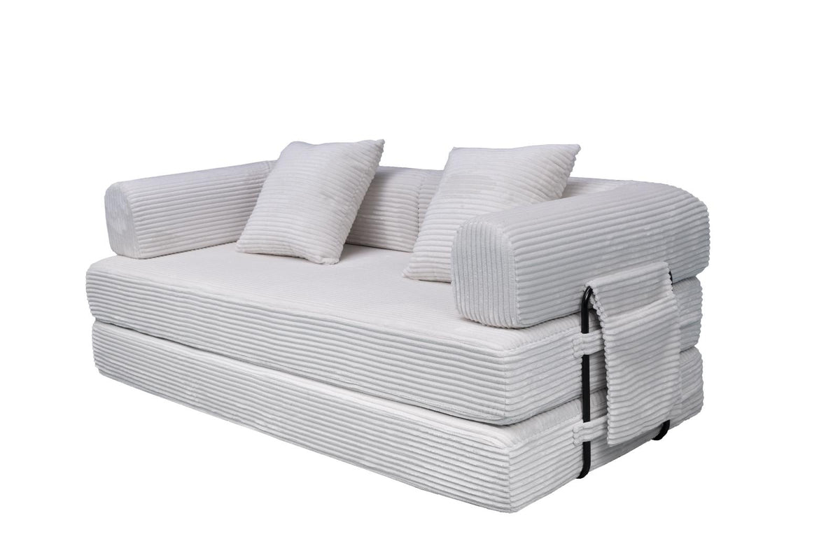 White Teddy Sofa Bed in sofa mode