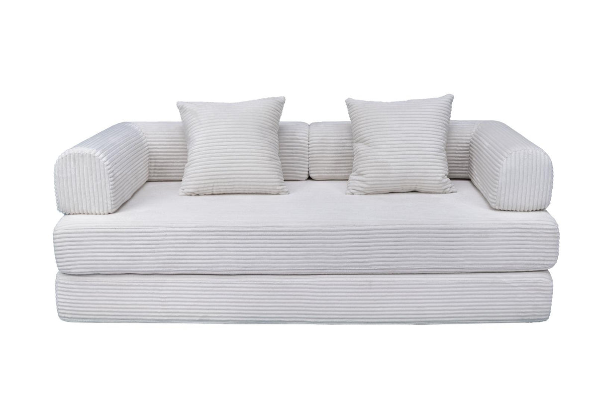 White Teddy Sofa Bed in sofa mode