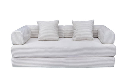 White Teddy Sofa Bed in sofa mode