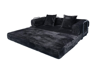 Black Teddy Sofa Bed unfolded flat as a bed