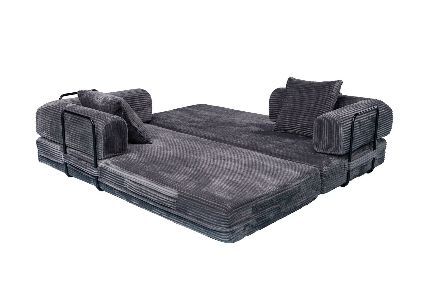 Gray Teddy Sofa Bed unfolded flat as a bed
